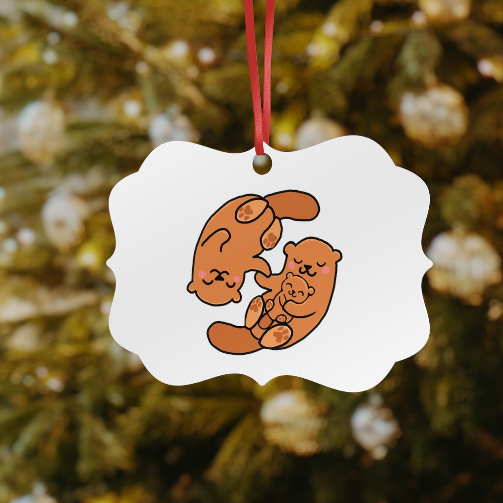 Otter Family Aluminium Ornament