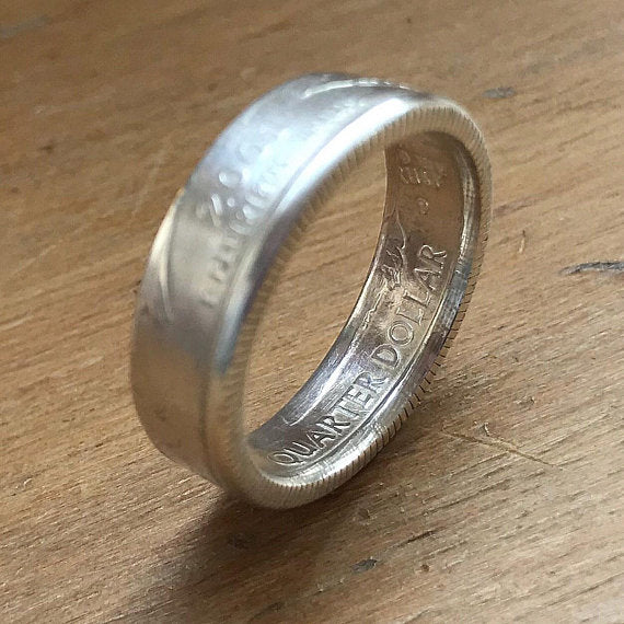 State Quarter Coin Ring - Made to Order - Choose your State - Silver Plated Coin Ring - Shwen Design Uk