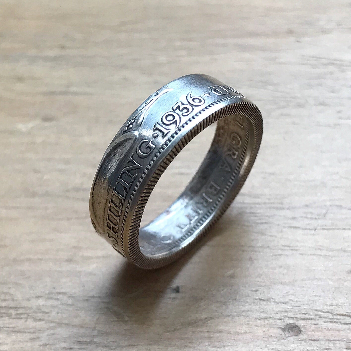 Silver One Shilling Coin Ring - Made to Order - 50% Silver - Shwen Design Uk