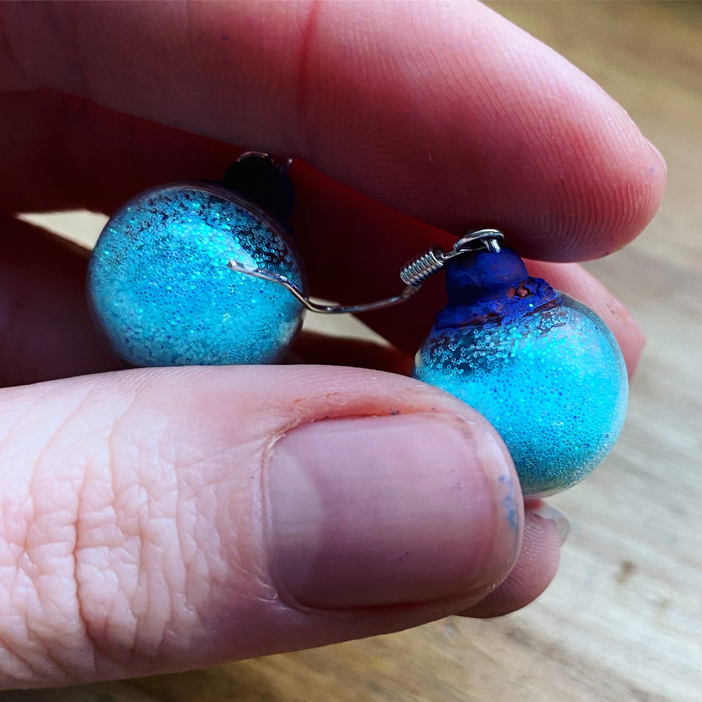 Handmade Earrings | Christmas Baubles | Glass & Polymer Clay