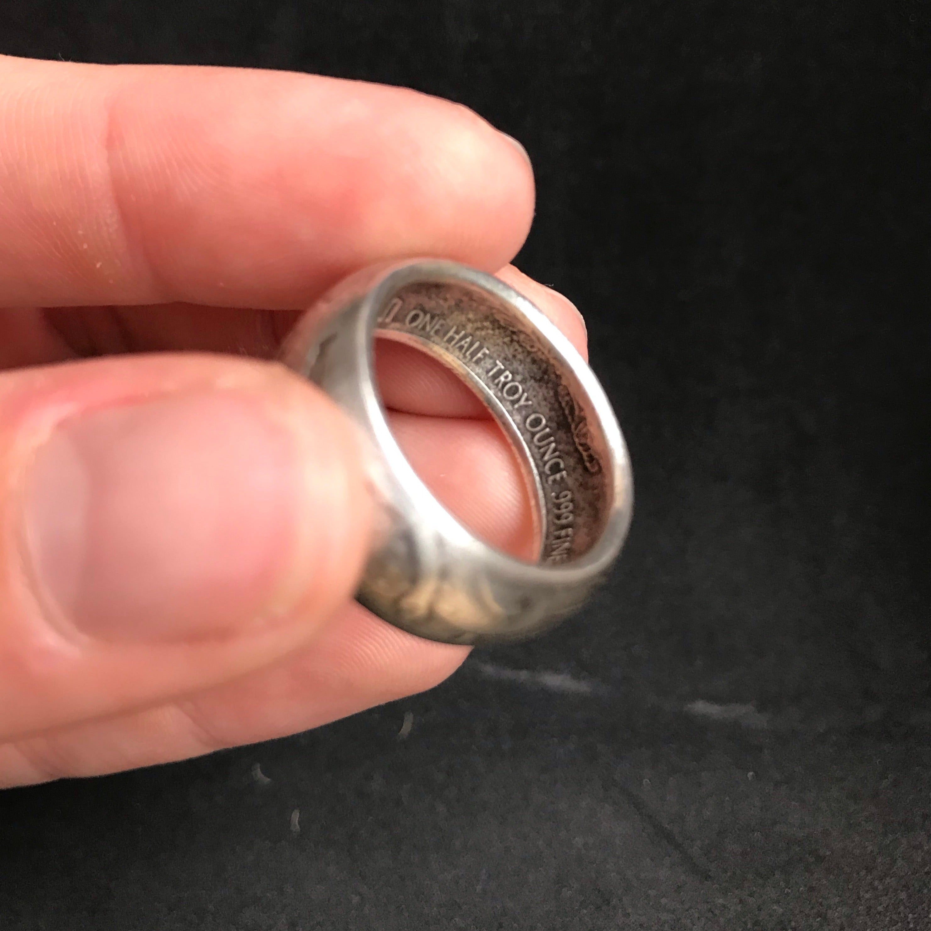 Silver dollar clearance mens ring